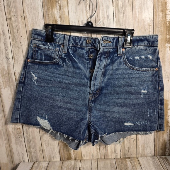 BlueSpice Womens High Waist Distressed Denim Shorts Blue Size 5 New - Picture 8 of 11